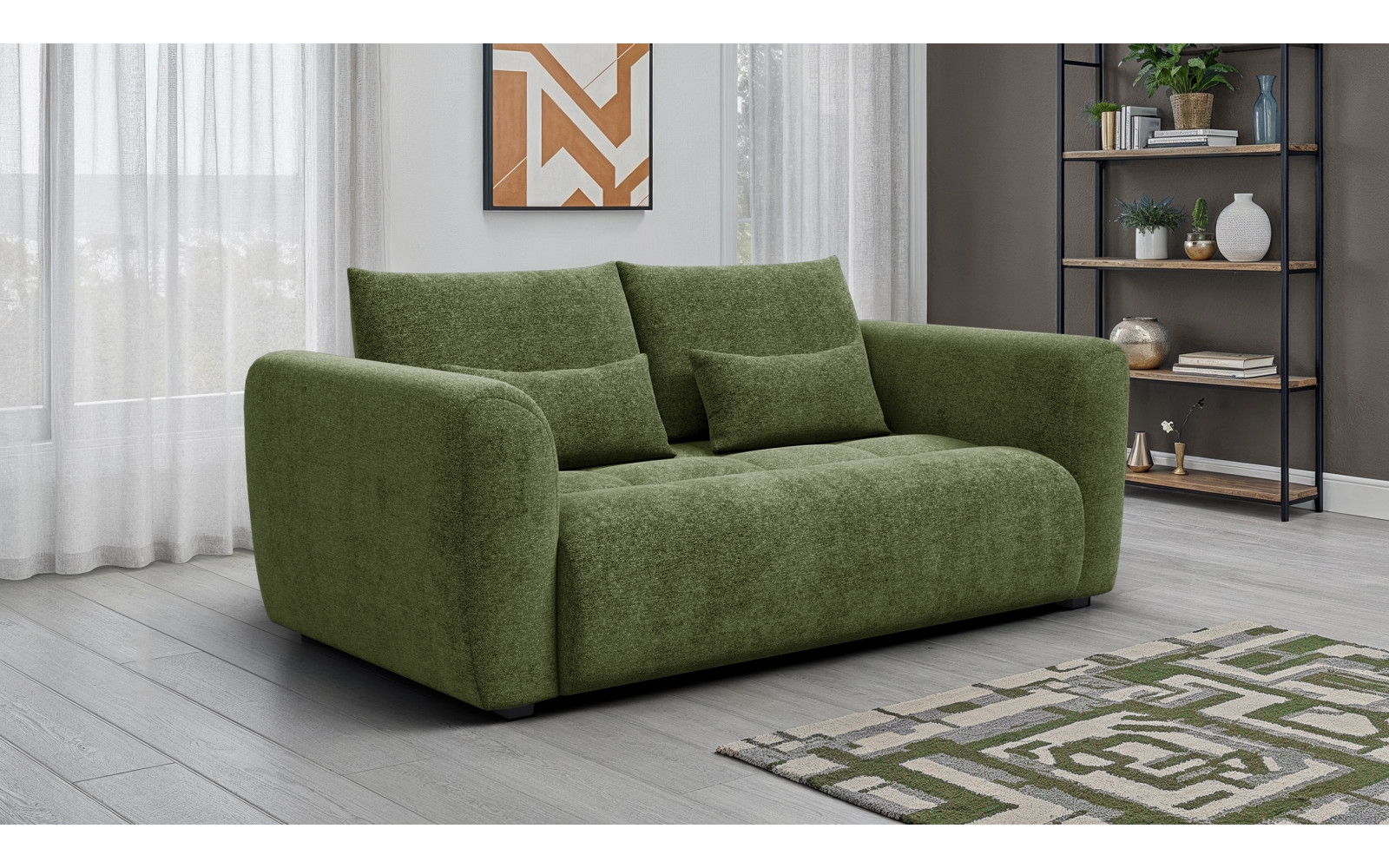 Canapé 3 places SORENO, tissu vert