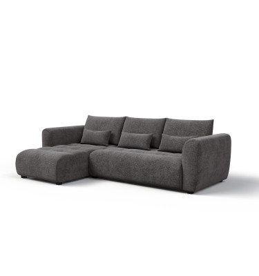 Canapé d'angle 4 places SORENO, tissu gris foncé
