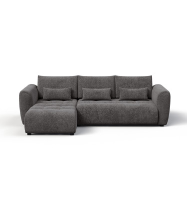 Canapé d'angle 4 places SORENO, tissu gris foncé