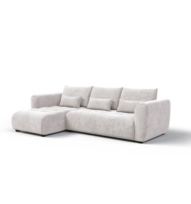 Canapé d'angle 4 places SORENO, tissu ecru