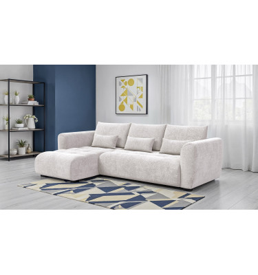 Canapé d'angle 4 places SORENO, tissu ecru