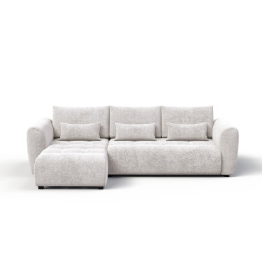 Canapé d'angle 4 places SORENO, tissu ecru