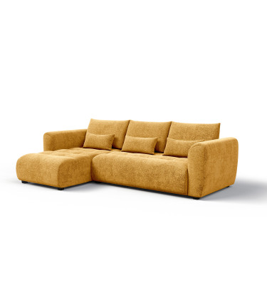 Canapé d'angle 4 places SORENO, tissu jaune