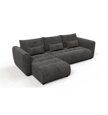 Canapé d'angle 4 places SORENO, tissu gris foncé