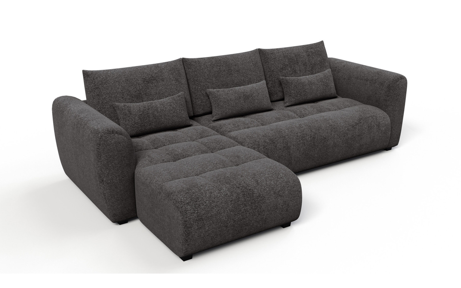 Canapé d'angle 4 places SORENO, tissu gris foncé