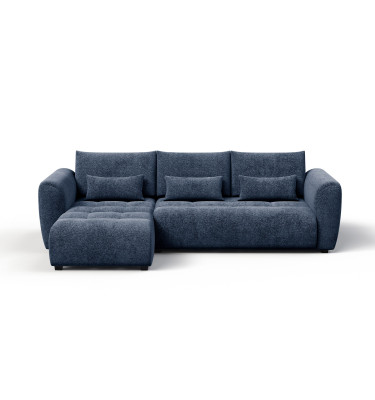 Canapé d'angle 4 places SORENO, tissu bleu marine