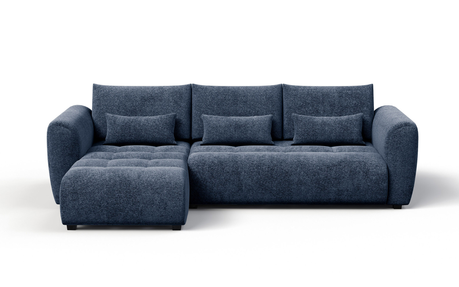Canapé d'angle 4 places SORENO, tissu bleu marine