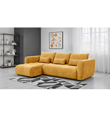 Canapé d'angle 4 places SORENO, tissu jaune