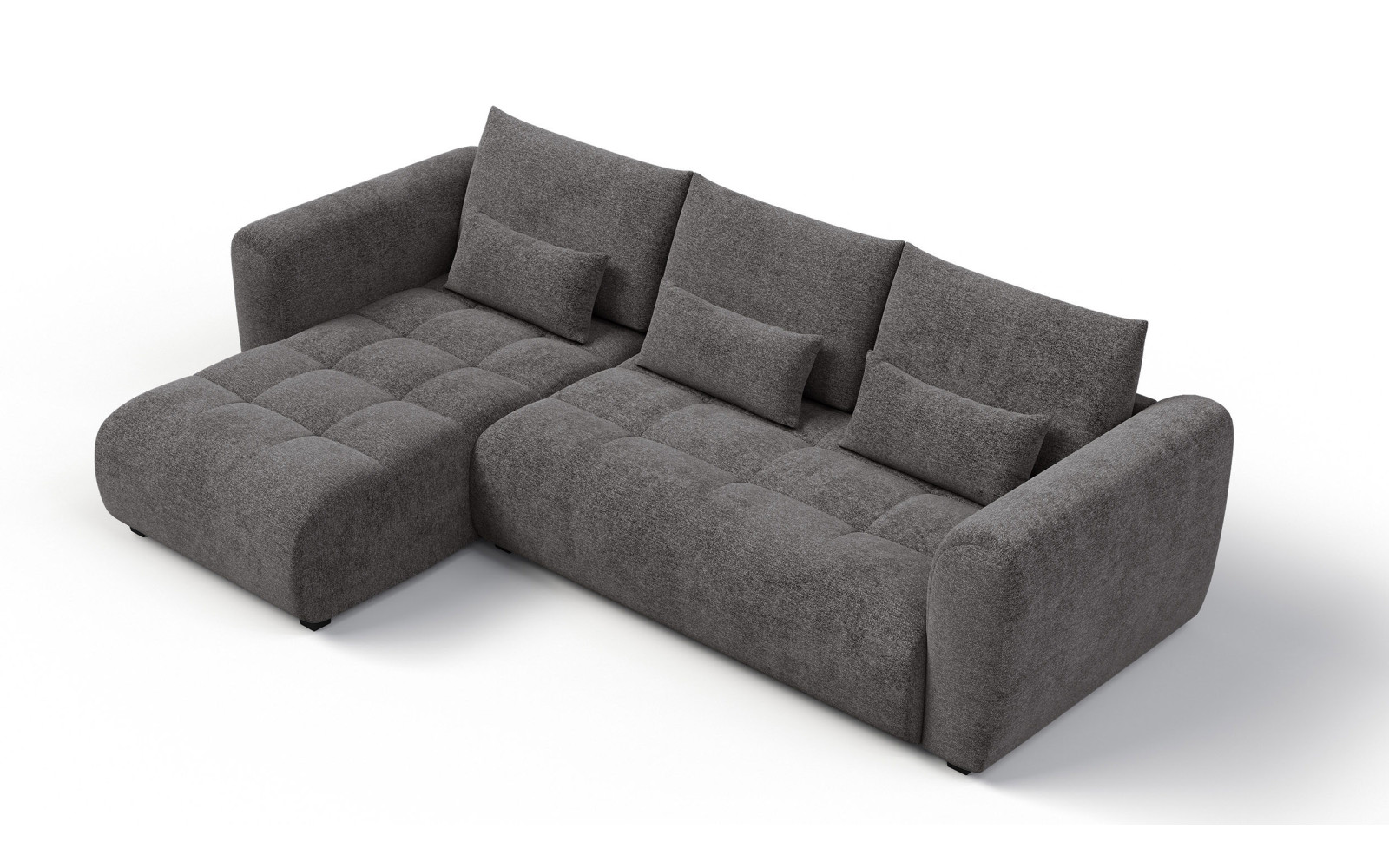 Canapé d'angle 4 places SORENO, tissu gris foncé