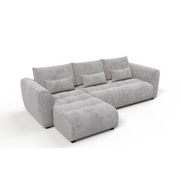 Canapé d'angle 4 places SORENO, tissu gris