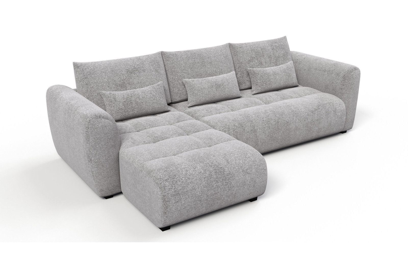 Canapé d'angle 4 places SORENO, tissu gris