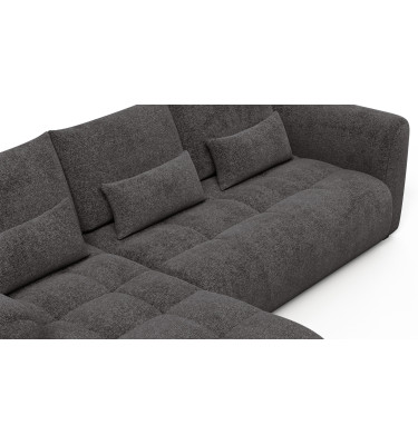 Canapé d'angle 4 places SORENO, tissu gris foncé