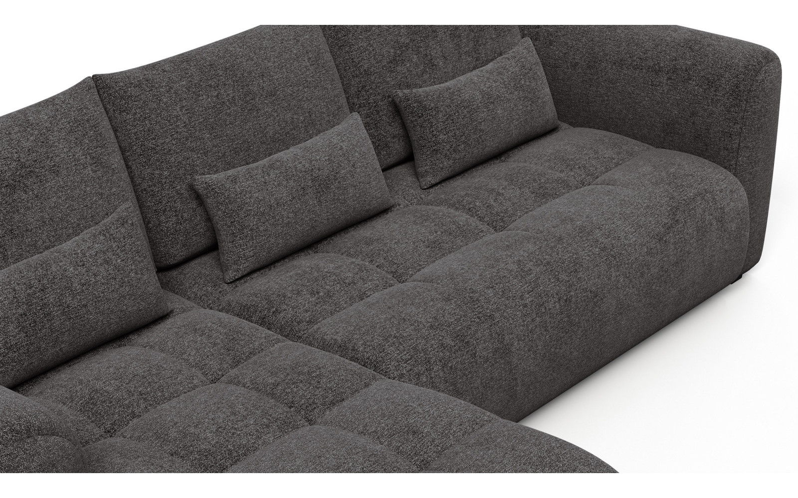 Canapé d'angle 4 places SORENO, tissu gris foncé