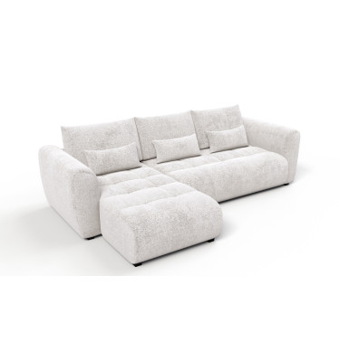 Canapé d'angle 4 places SORENO, tissu ecru