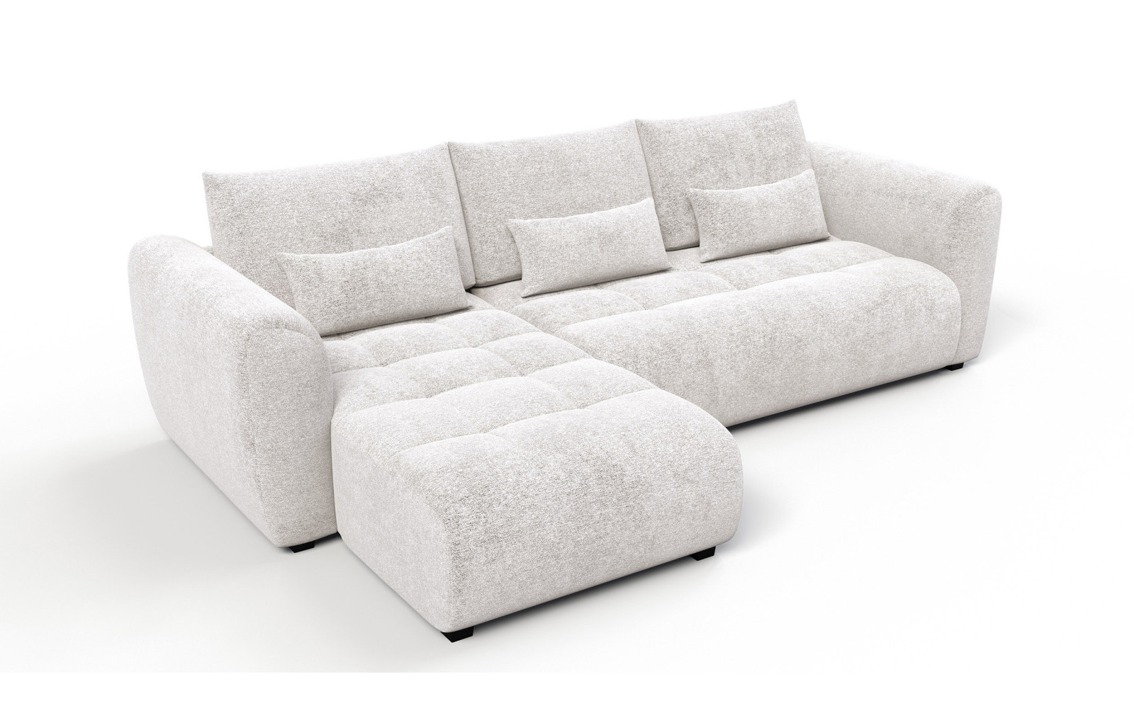 Canapé d'angle 4 places SORENO, tissu ecru