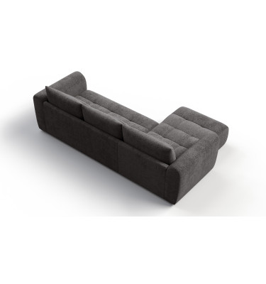 Canapé d'angle 4 places SORENO, tissu gris foncé