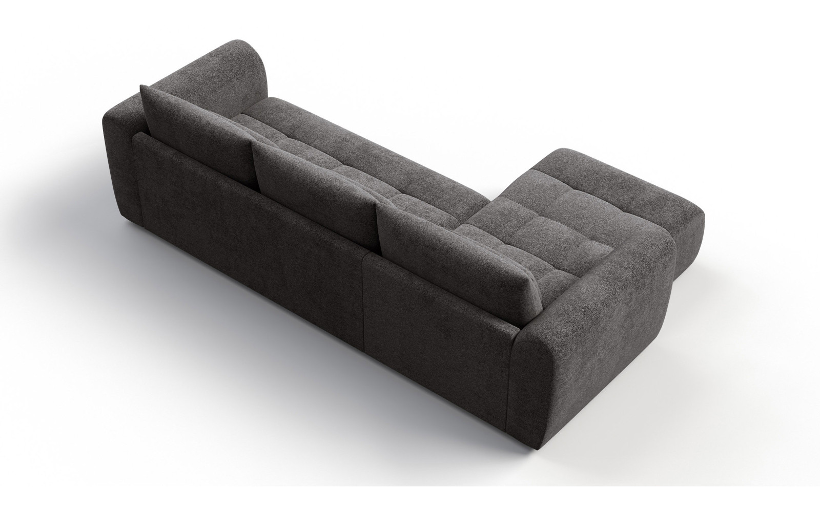 Canapé d'angle 4 places SORENO, tissu gris foncé