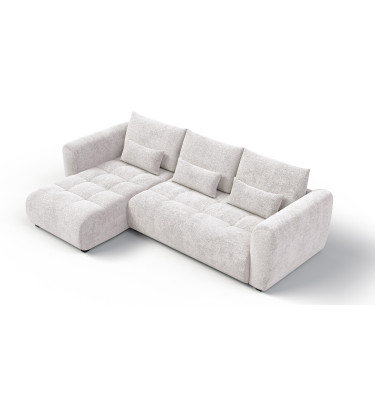 Canapé d'angle 4 places SORENO, tissu ecru