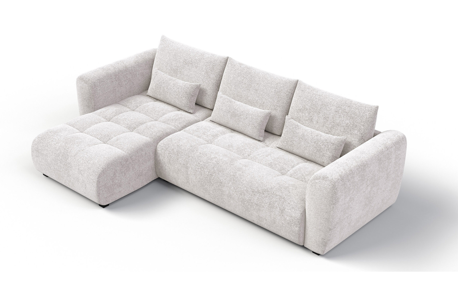 Canapé d'angle 4 places SORENO, tissu ecru