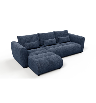 Canapé d'angle 4 places SORENO, tissu bleu marine