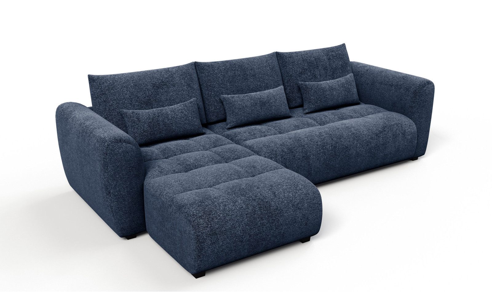 Canapé d'angle 4 places SORENO, tissu bleu marine