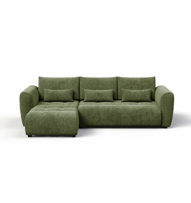 Canapé d'angle 4 places SORENO, tissu vert