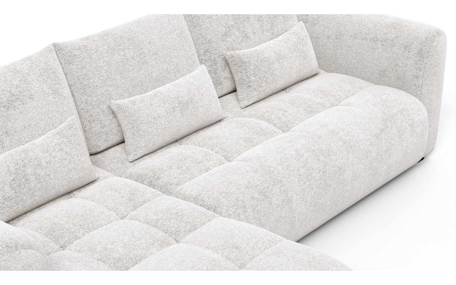 Canapé d'angle 4 places SORENO, tissu ecru