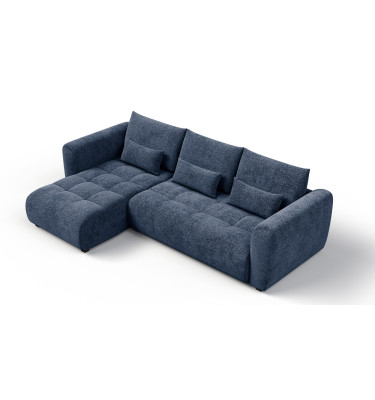 Canapé d'angle 4 places SORENO, tissu bleu marine