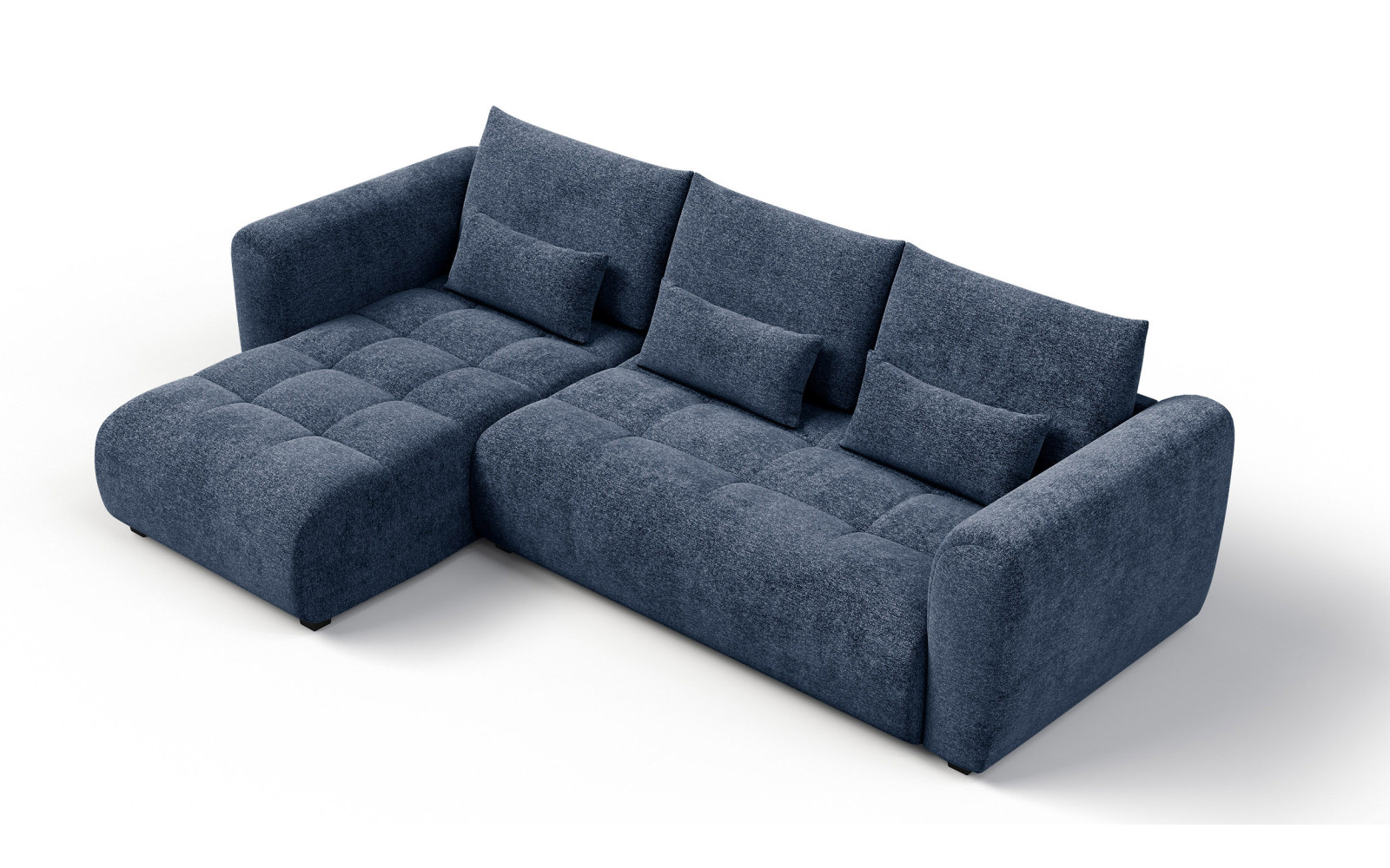 Canapé d'angle 4 places SORENO, tissu bleu marine
