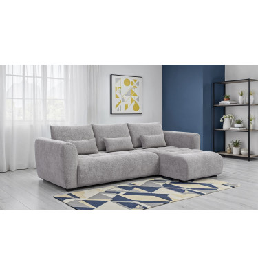 Canapé d'angle 4 places SORENO, tissu gris