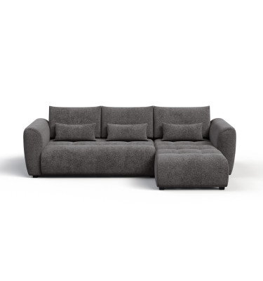 Canapé d'angle 4 places SORENO, tissu gris foncé