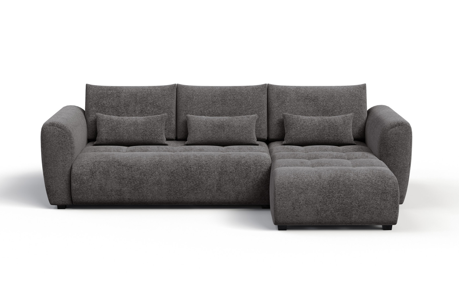 Canapé d'angle 4 places SORENO, tissu gris foncé