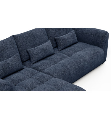 Canapé d'angle 4 places SORENO, tissu bleu marine