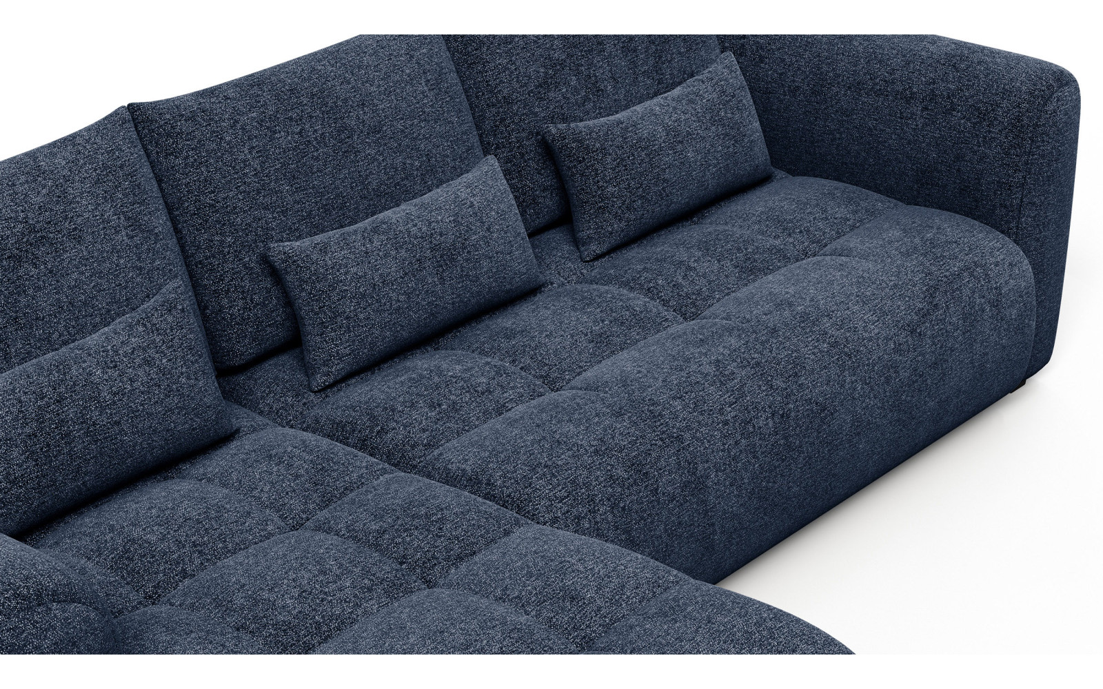Canapé d'angle 4 places SORENO, tissu bleu marine