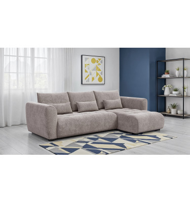 Canapé d'angle 4 places SORENO, tissu beige