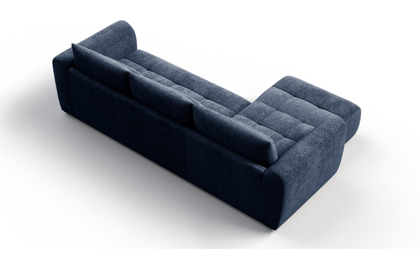 Canapé d'angle 4 places SORENO, tissu bleu marine