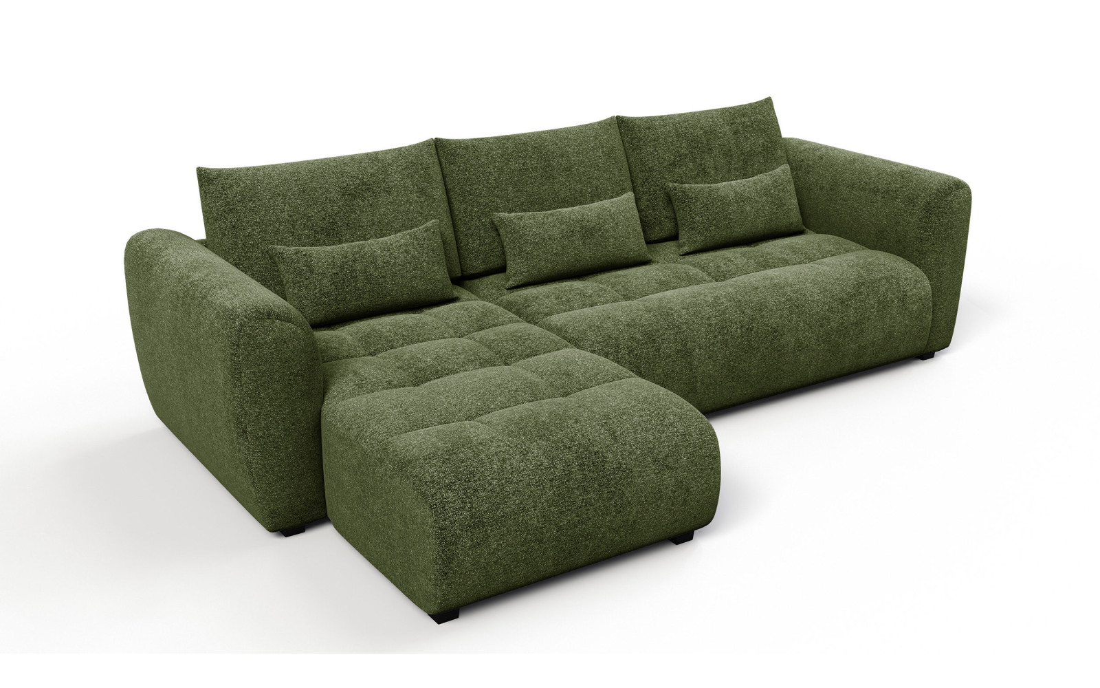 Canapé d'angle 4 places SORENO, tissu vert