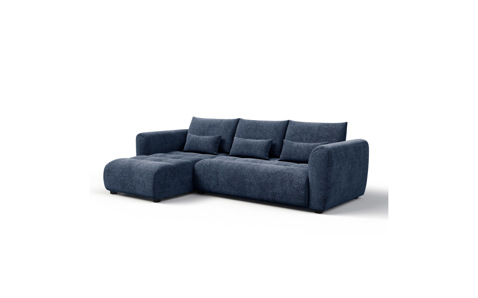 Canapé d'angle 4 places SORENO, tissu bleu marine