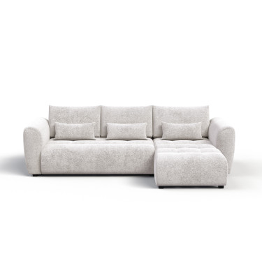 Canapé d'angle 4 places SORENO, tissu ecru