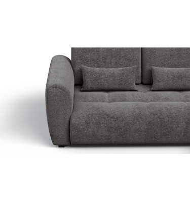 Canapé d'angle 4 places SORENO, tissu gris foncé