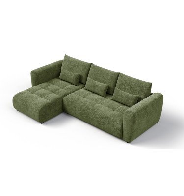 Canapé d'angle 4 places SORENO, tissu vert