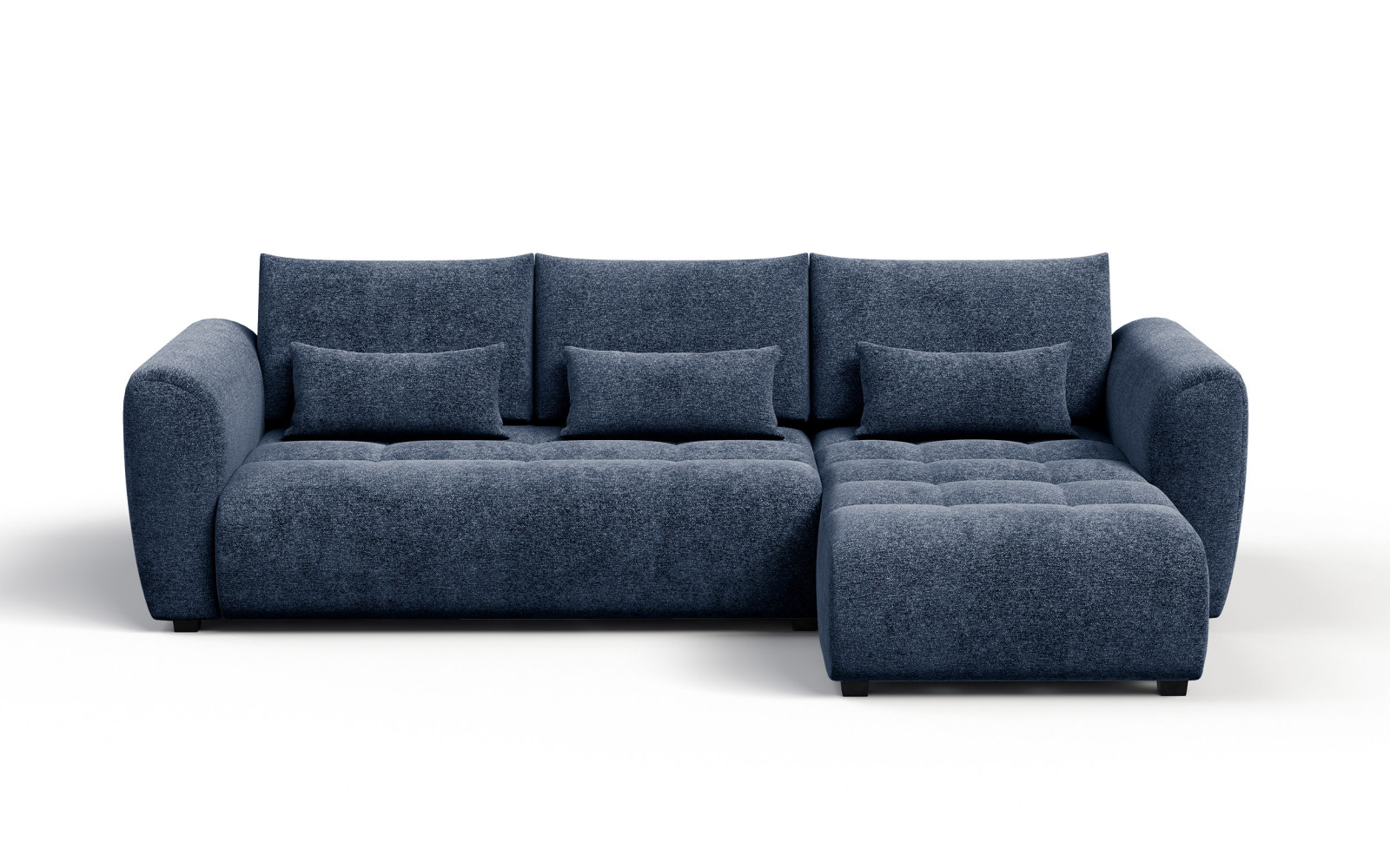 Canapé d'angle 4 places SORENO, tissu bleu marine