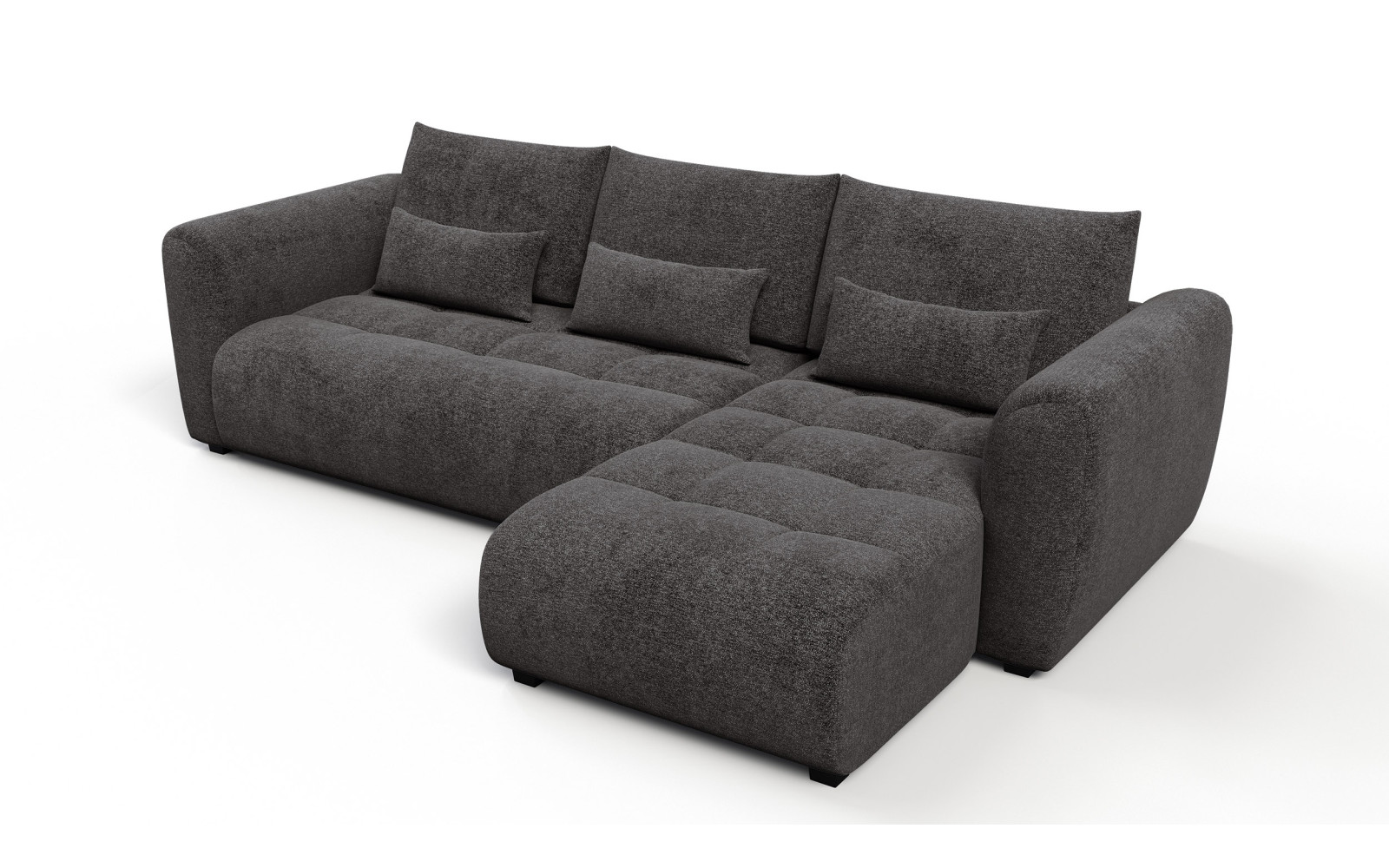 Canapé d'angle 4 places SORENO, tissu gris foncé