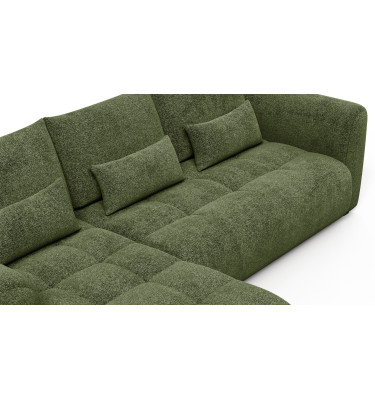 Canapé d'angle 4 places SORENO, tissu vert