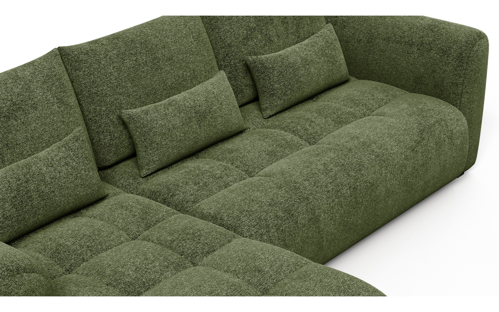 Canapé d'angle 4 places SORENO, tissu vert