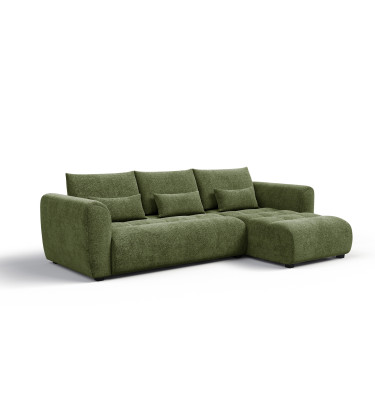 Canapé d'angle 4 places SORENO, tissu vert