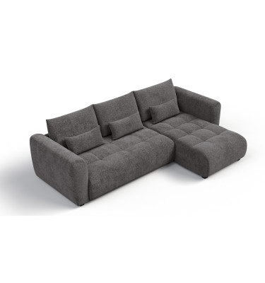 Canapé d'angle 4 places SORENO, tissu gris foncé