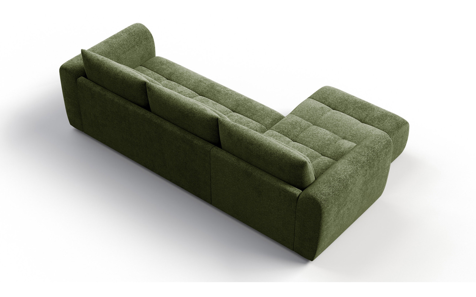 Canapé d'angle 4 places SORENO, tissu vert