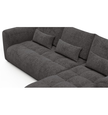 Canapé d'angle 4 places SORENO, tissu gris foncé