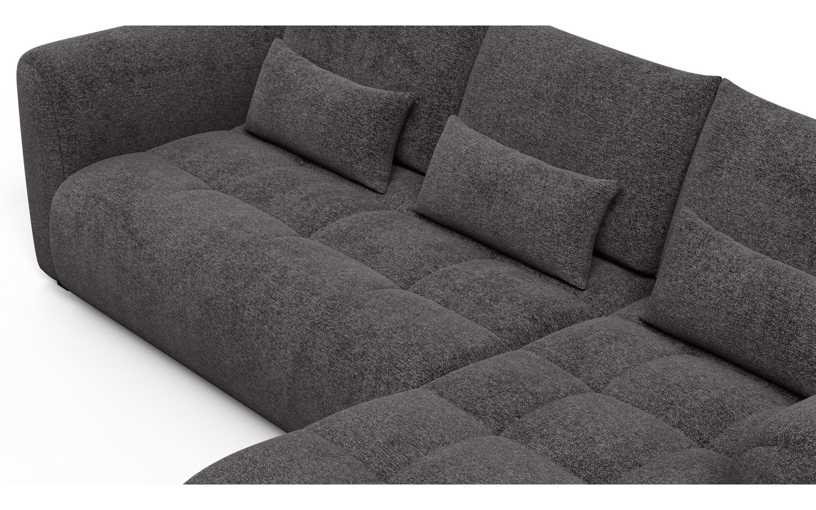 Canapé d'angle 4 places SORENO, tissu gris foncé